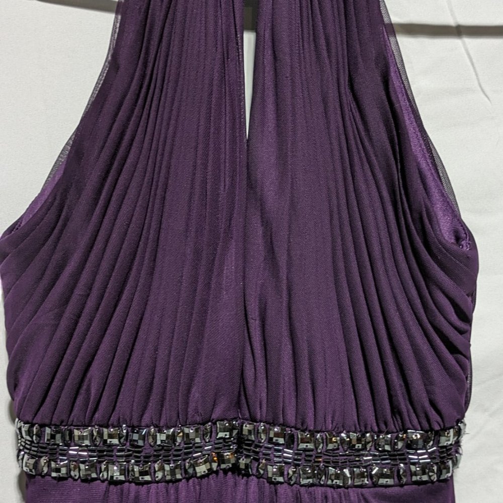 Cache Size 0 Purple Evening Gown With Beaded Coll… - image 4